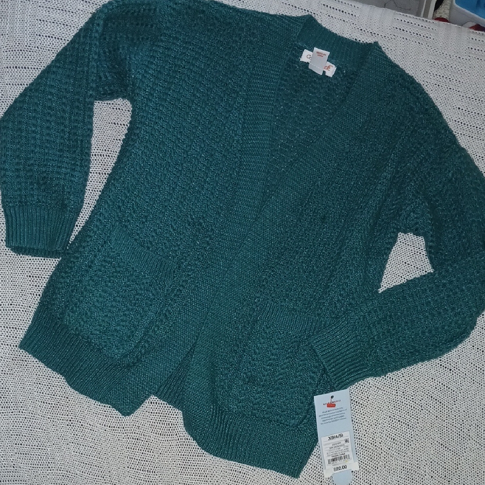 Cat & Jack Green Knit Cardigan Sweater